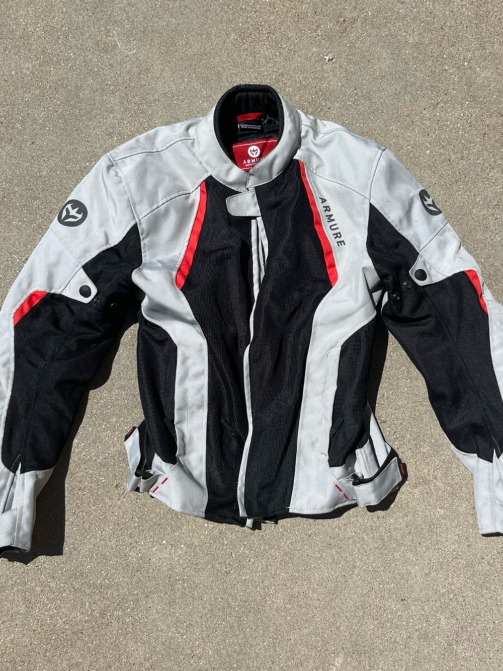 Armure Men’s Black and Light Gray Performance Riding Jacket with Red Trim